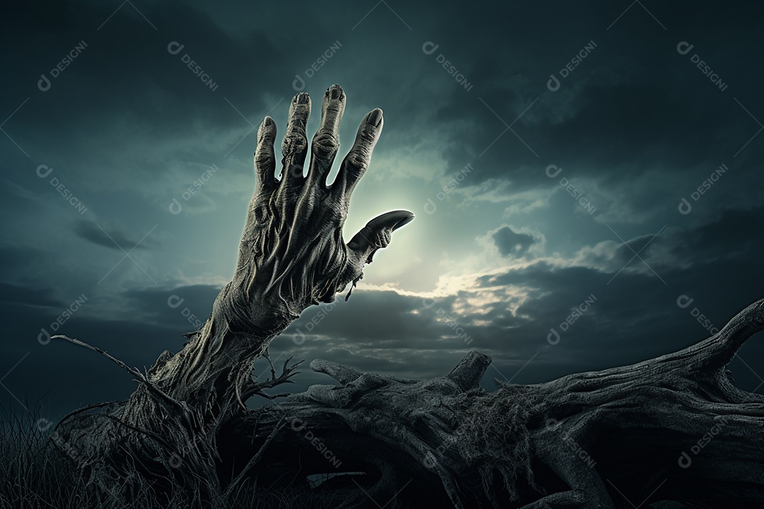 Zombie saindo da terra conceito halloween