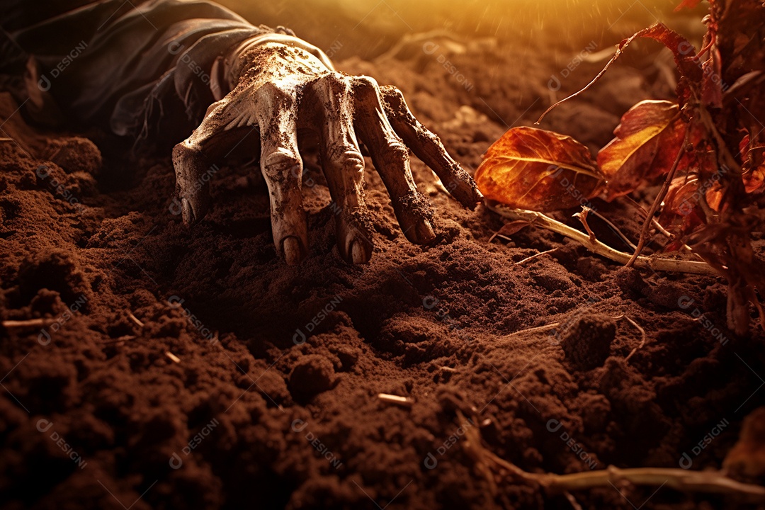 Zombie saindo da terra conceito halloween