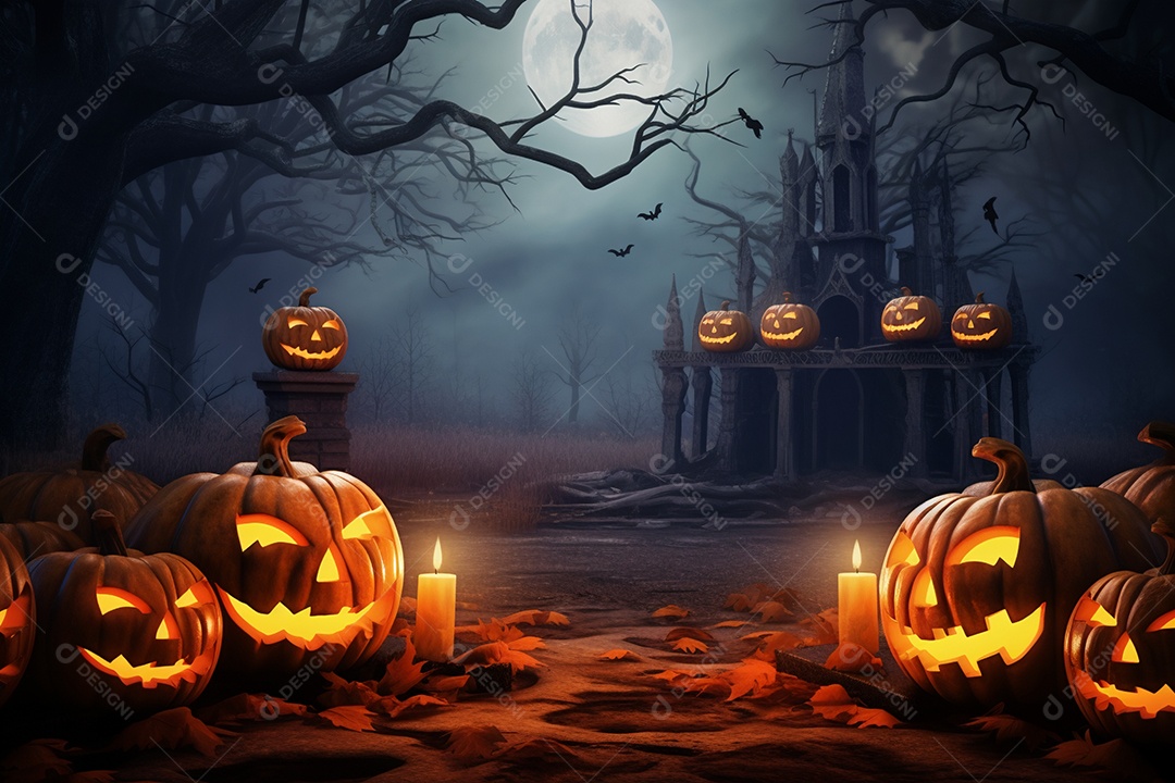 Fundo de abóboras e velas para halloween