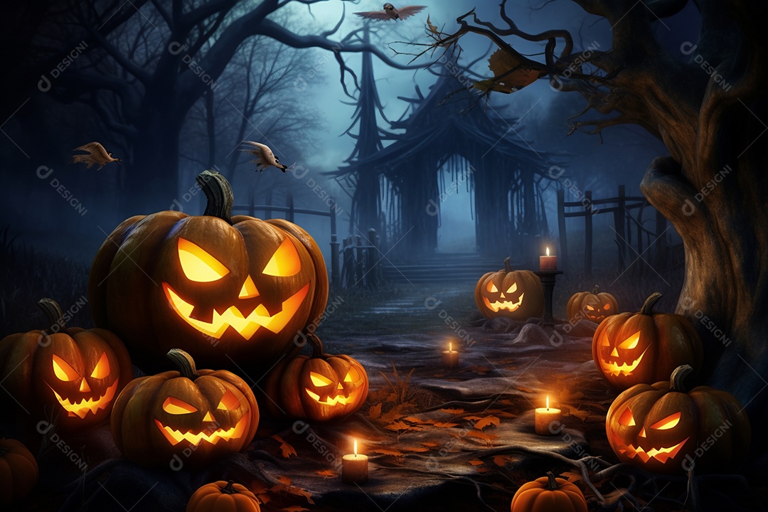 Fundo de abóboras e velas para halloween