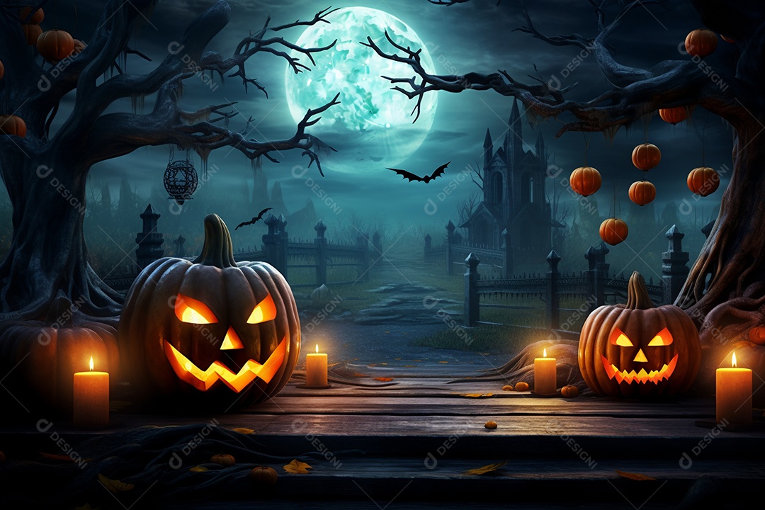 Fundo de abóboras e velas para halloween