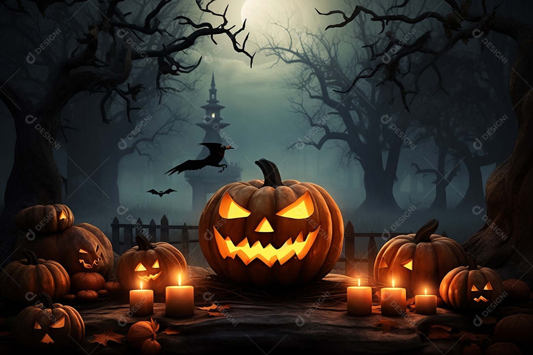 Fundo de abóboras e velas para halloween