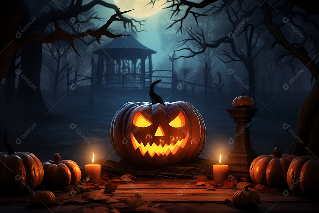 Fundo de abóboras e velas para halloween