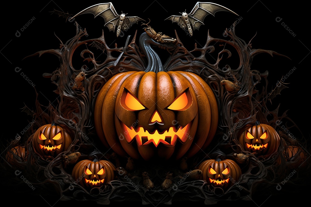 Fundo de abóboras e velas para halloween