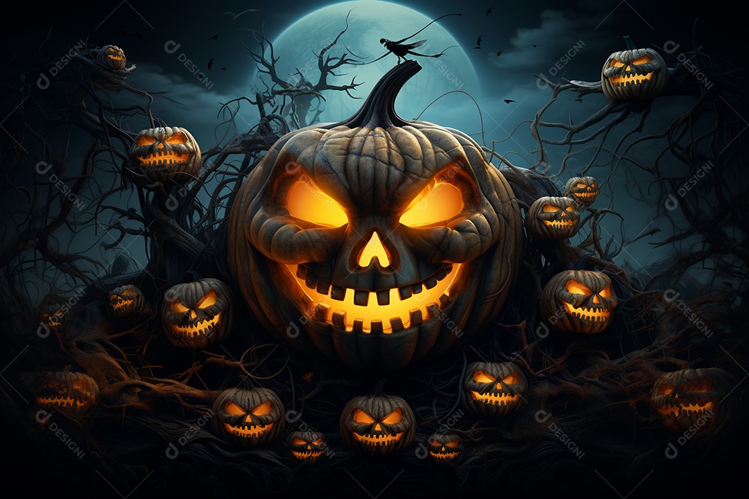 Fundo de lanternas de abóboras para halloween