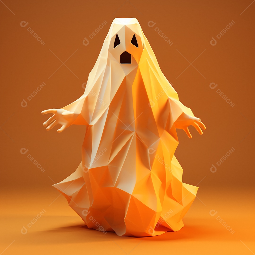 Fantasma de halloween em fundo laranja