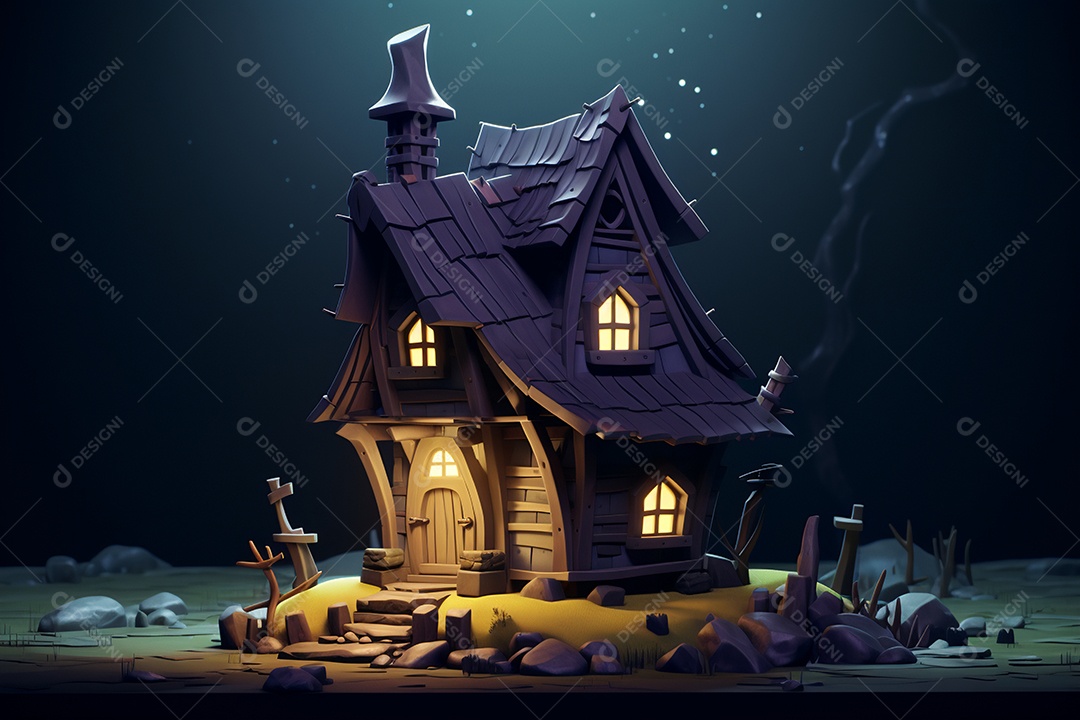 Fundo halloween casa da bruxa