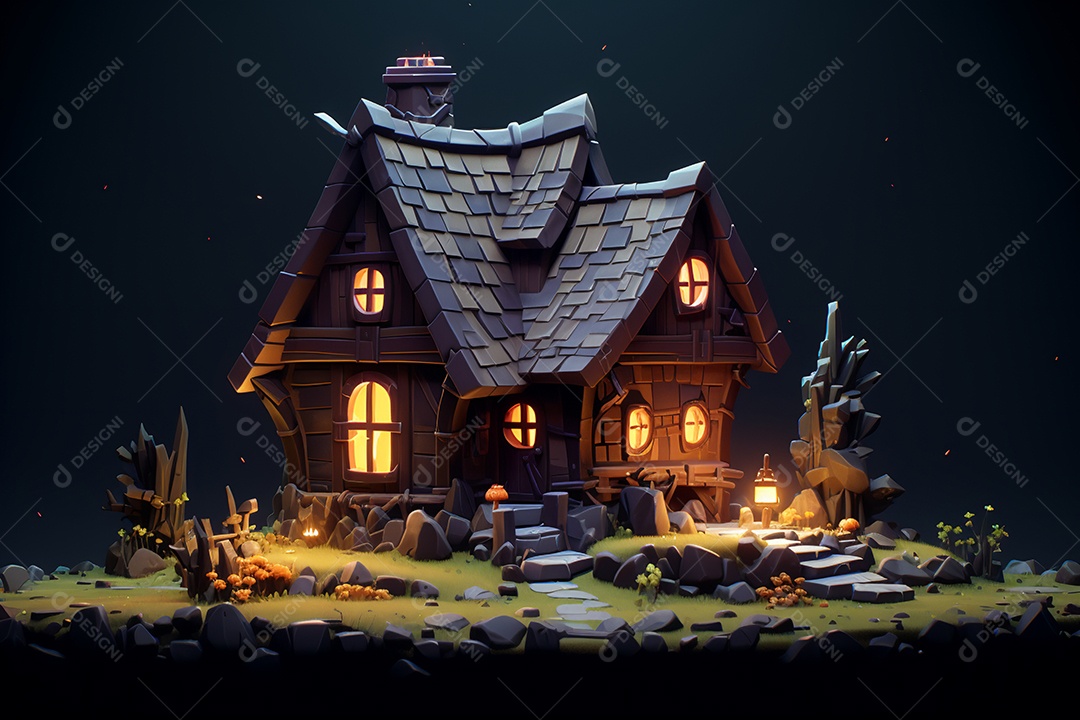 Fundo halloween casa da bruxa