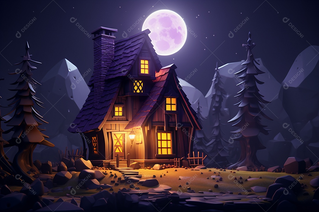 Fundo halloween casa da bruxa