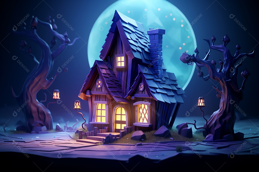 Fundo halloween casa da bruxa