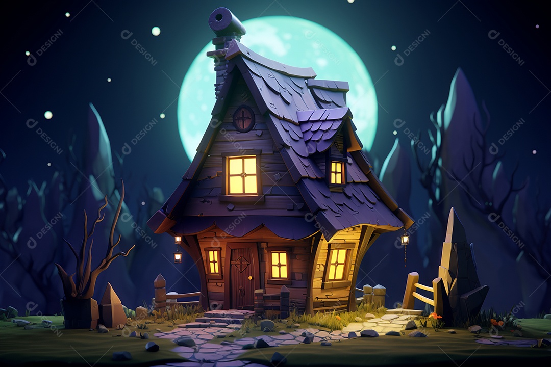 Fundo halloween casa da bruxa