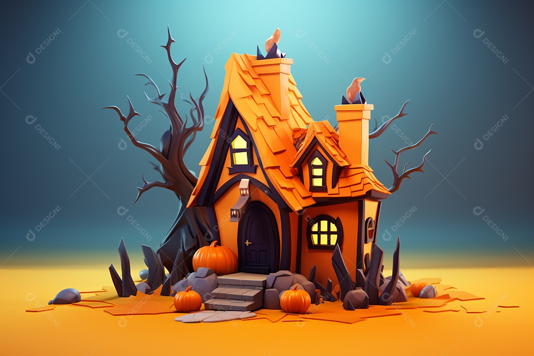 Fundo halloween casa da bruxa