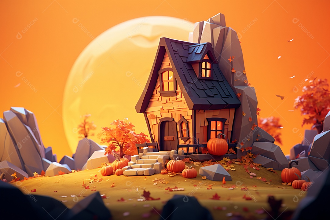 Fundo halloween casa da bruxa