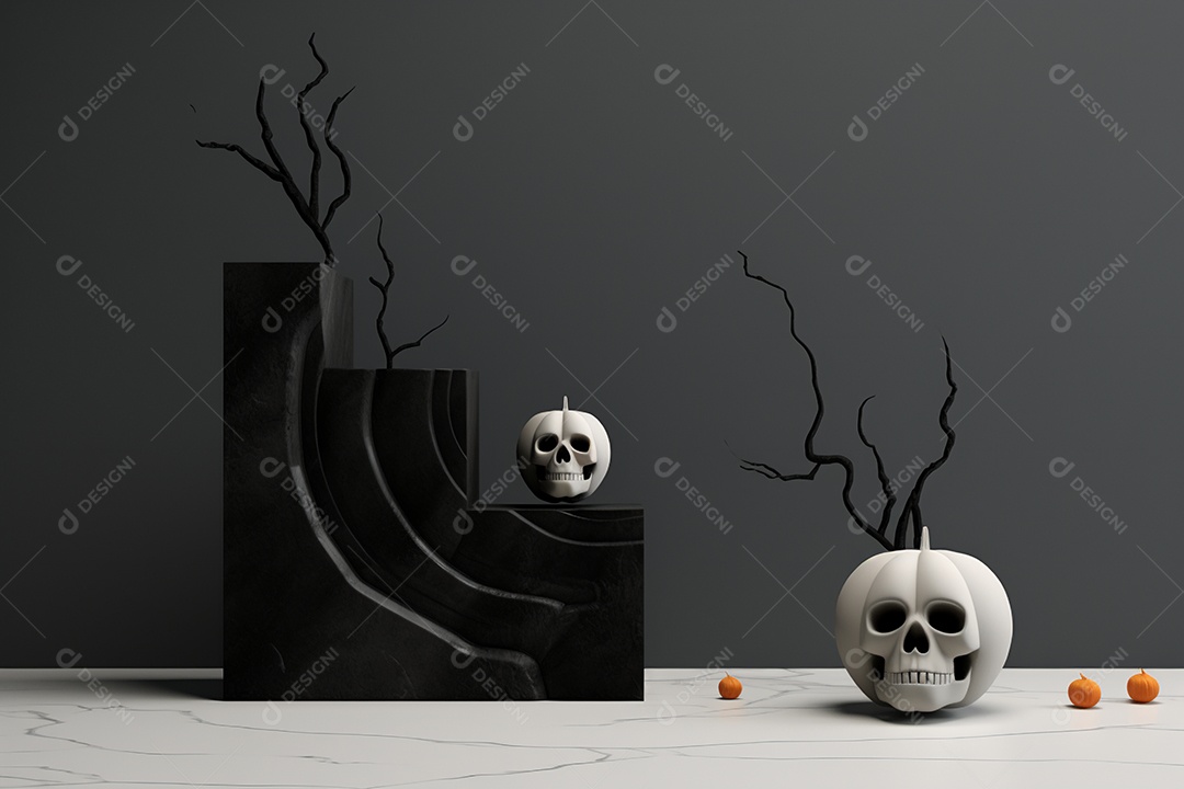 Cenário pódio de halloween