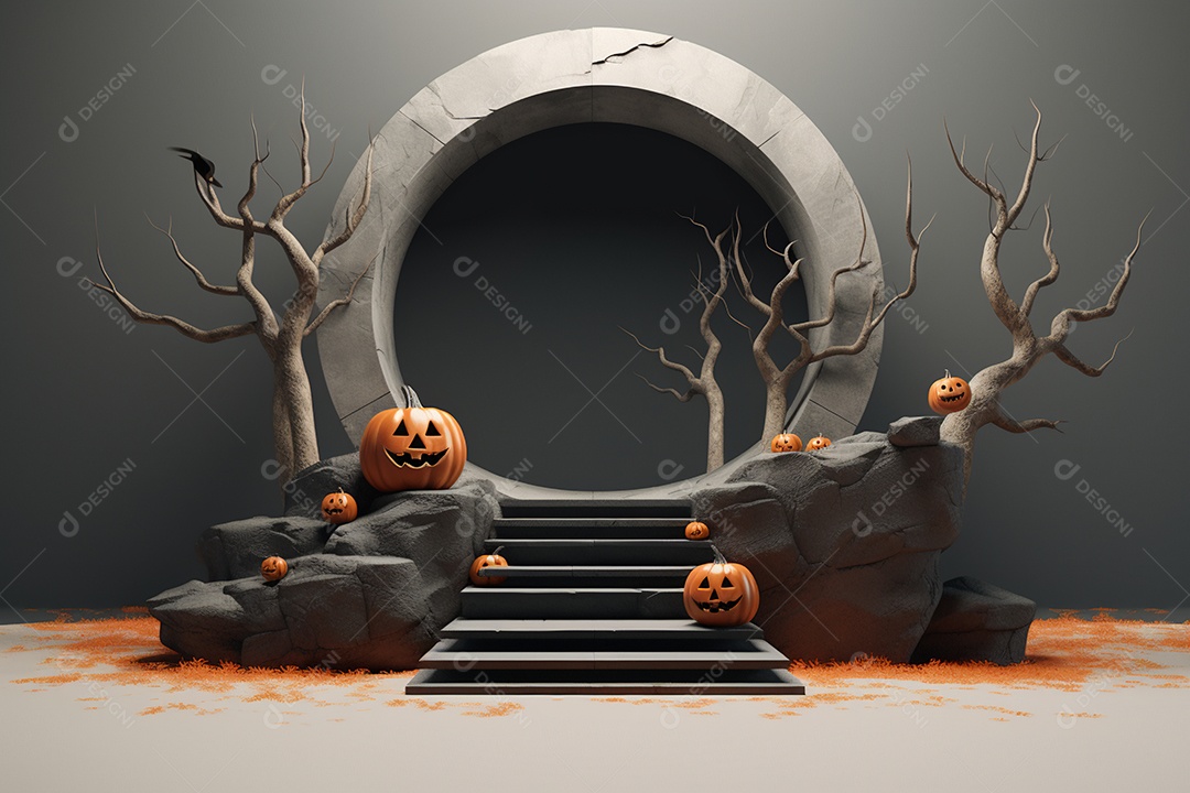 Cenário pódio de halloween