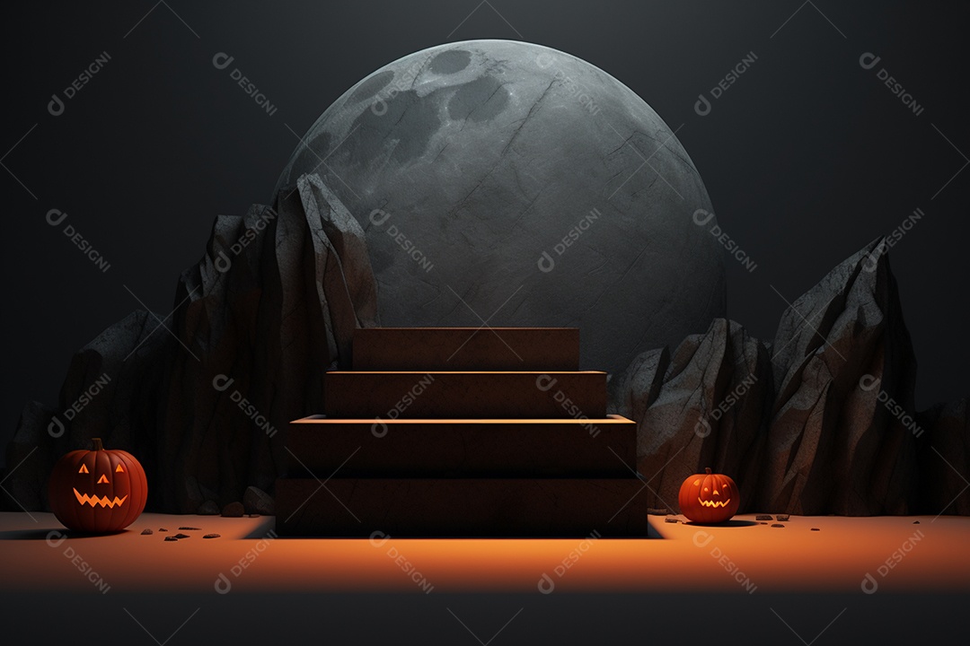 Cenário pódio de halloween