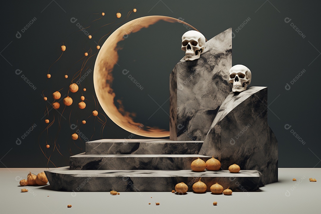 Cenário pódio de halloween