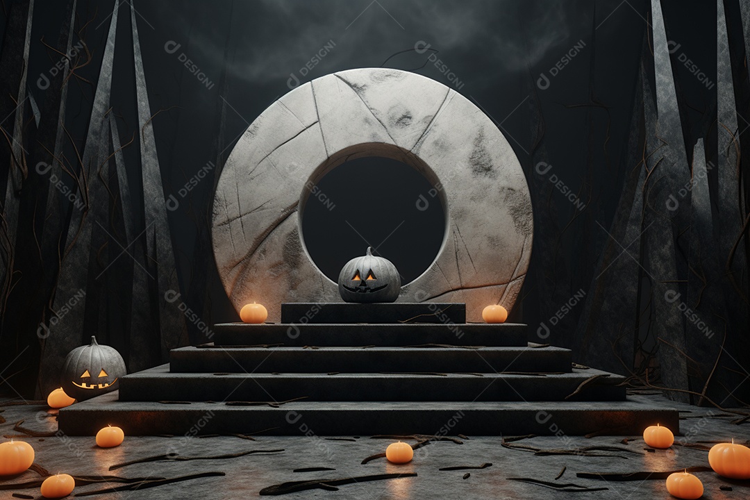 Cenário pódio de halloween