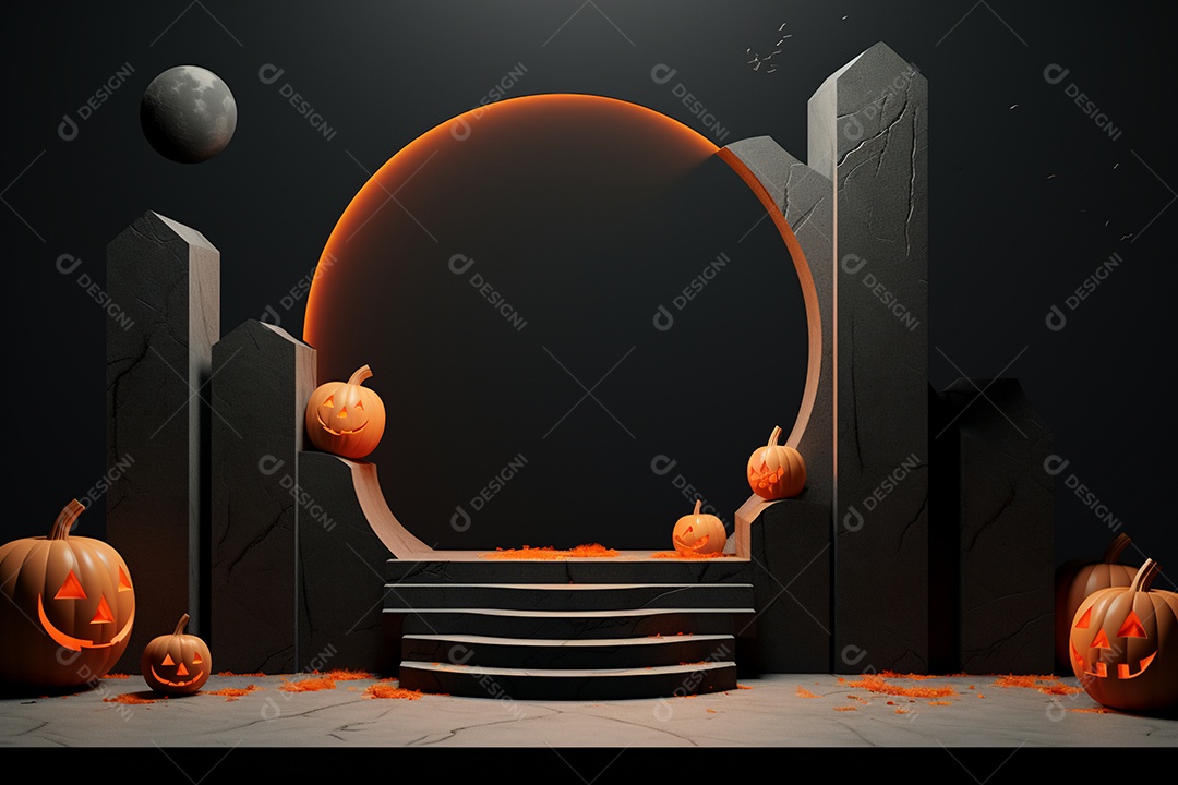 Cenário pódio de halloween