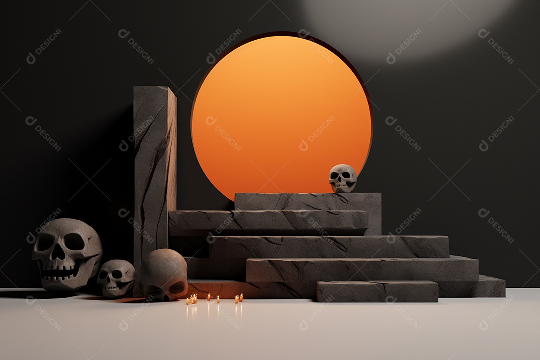 Cenário pódio de halloween