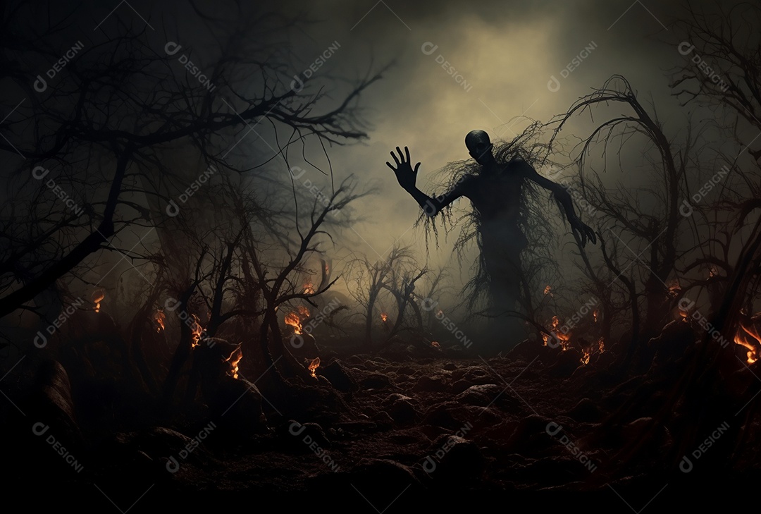 Zombie saindo da terra conceito halloween