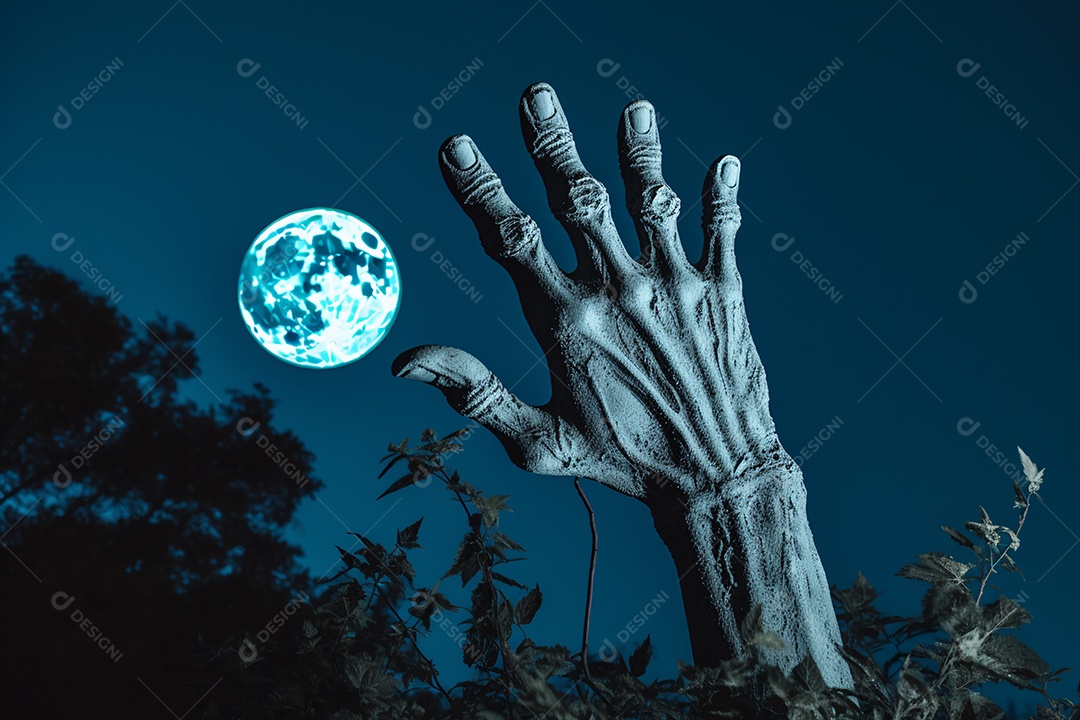 Zombie saindo da terra conceito halloween