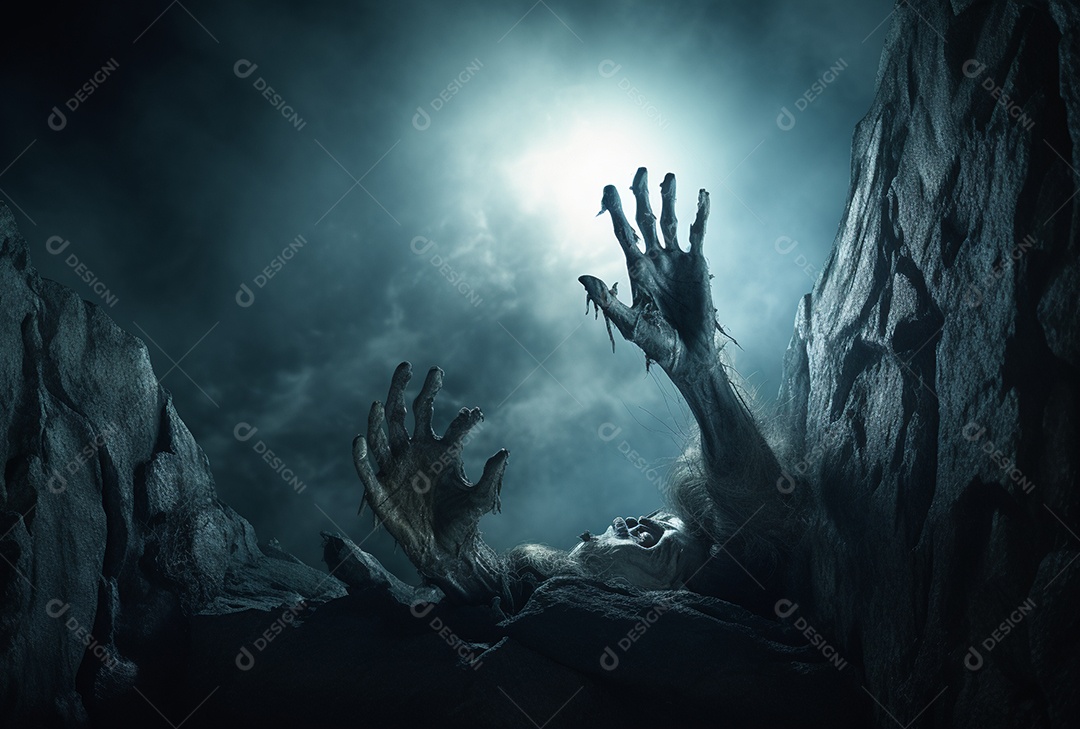 Zombie saindo da terra conceito halloween