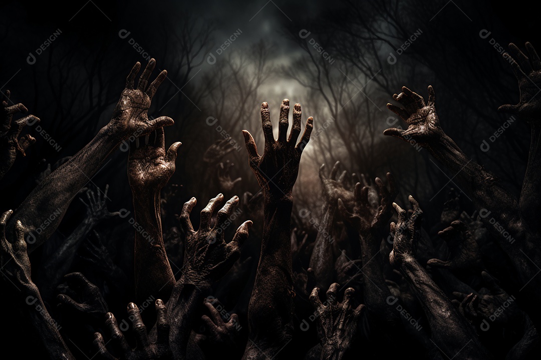 Zombie saindo da terra conceito halloween