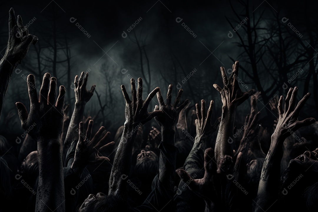 Zombie saindo da terra conceito halloween