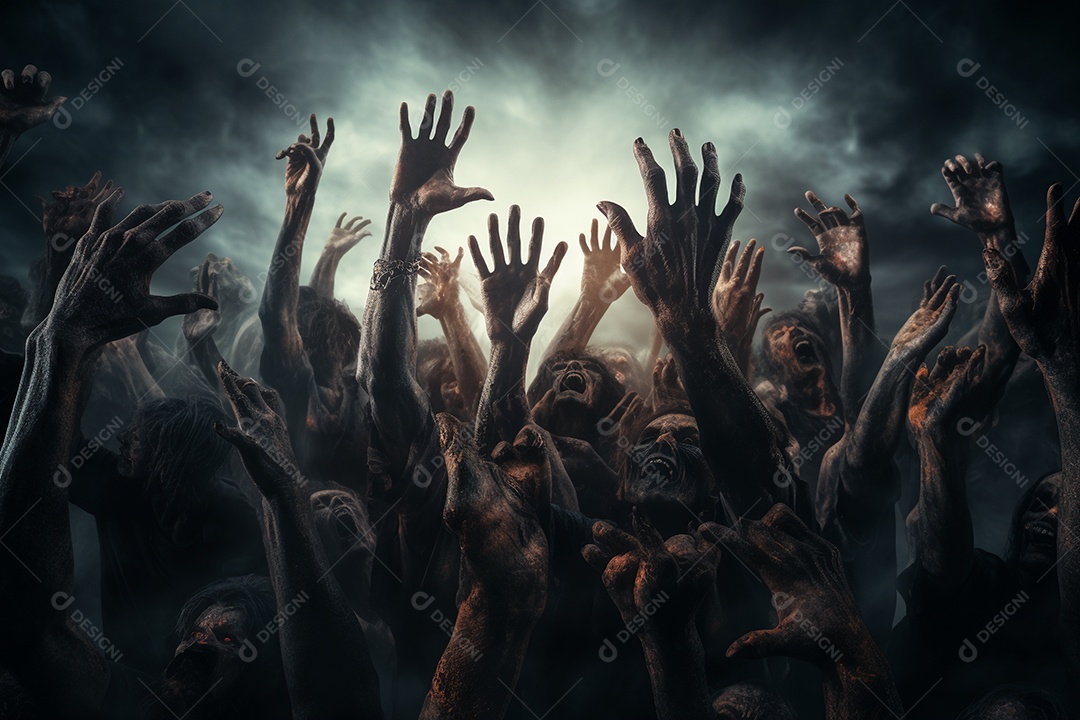 Zombie saindo da terra conceito halloween