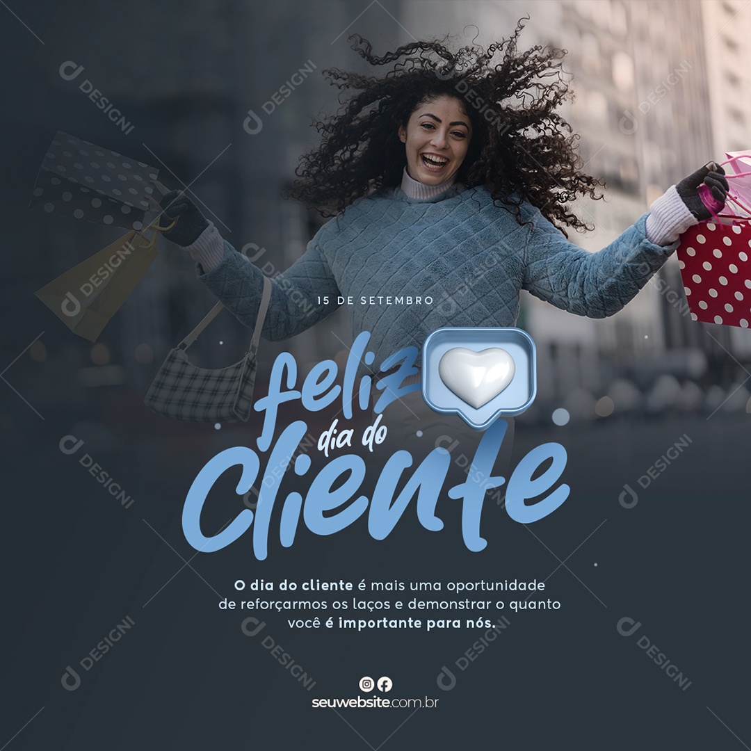Feliz Dia Do Cliente 15 De Setembro Importante Para Nós Social Media PSD Editável