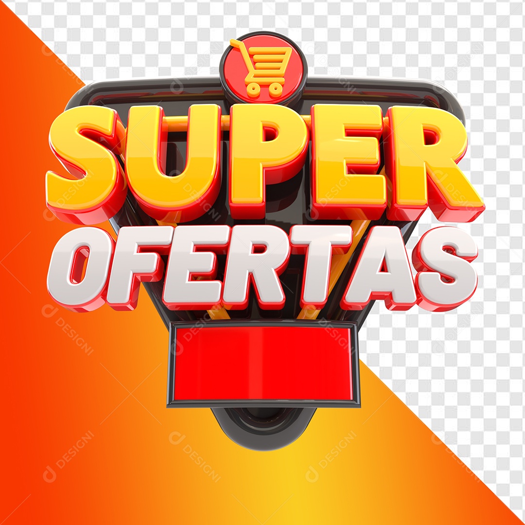 Super Ofertas Selo 3D Dourado Branco Vermelho para Composição PSD