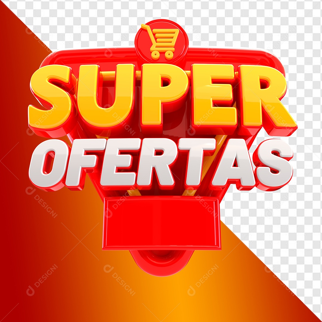 Super Ofertas Selo 3D Dourado Branco para Composição PSD
