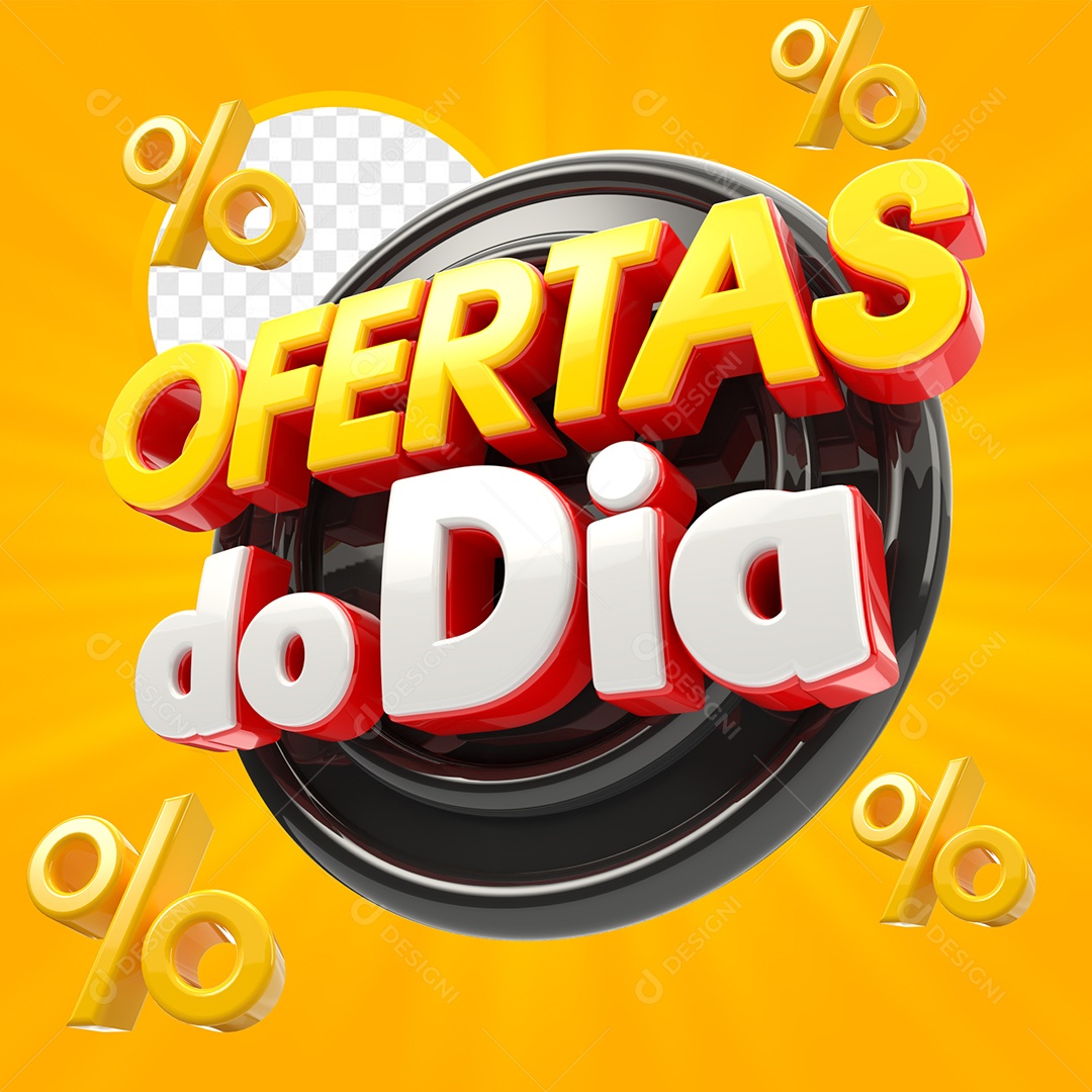 Ofertas do Dia Selo 3D Dourado Branco para Composição PSD