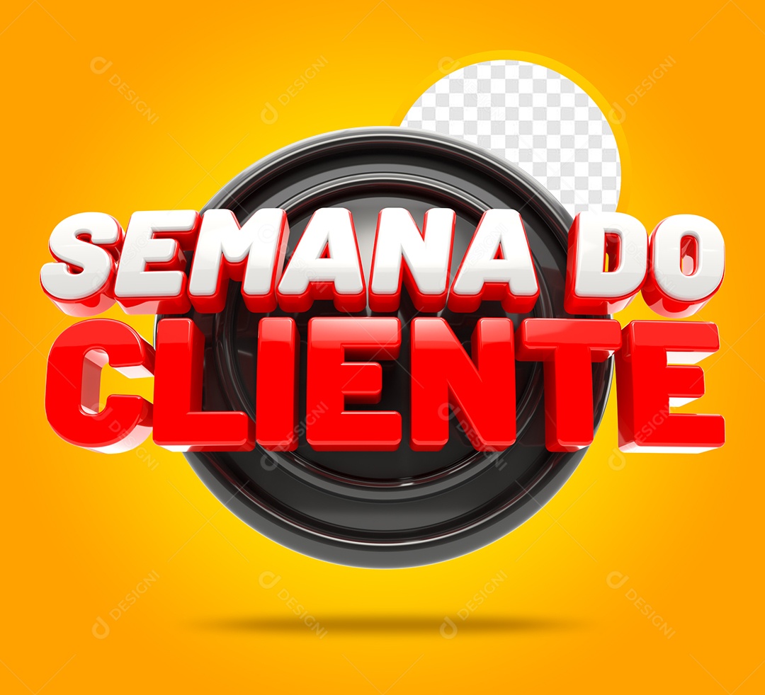 Semana do Cliente Selo 3D Branco Vermelho para Composição PSD