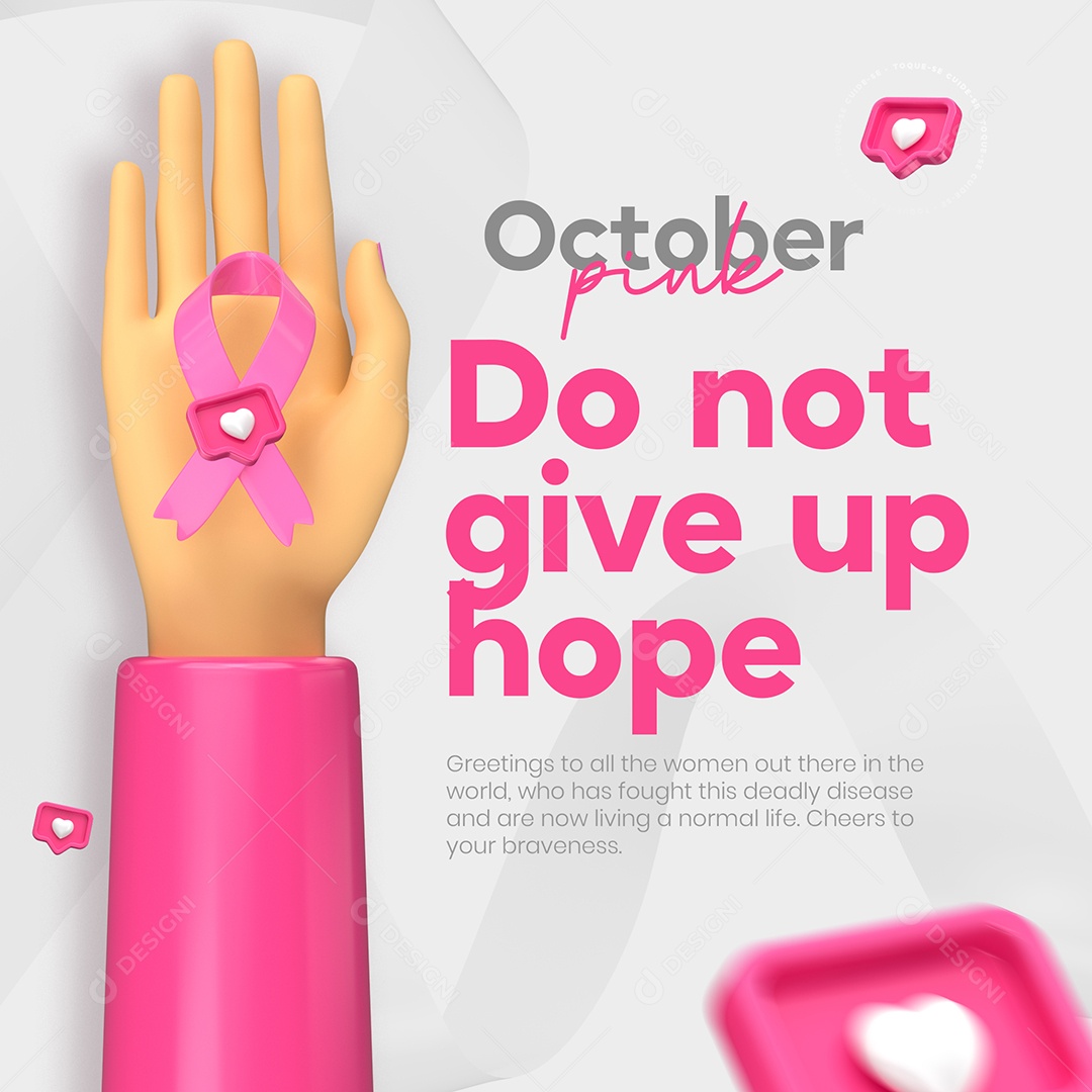 Não Desista Da Esperança Outubro Rosa Social Media PSD Editável