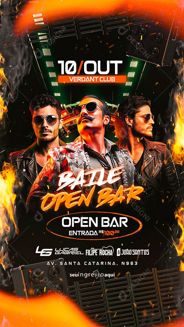 Story Flyer Baile Open Bar Social Media PSD Editável