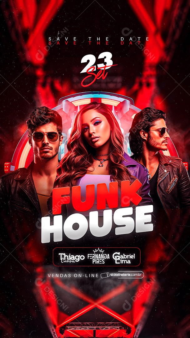 Story Flyer Funk House Thiago Cunha Fernanda Pires Gabriel Lima Social Media PSD Editável