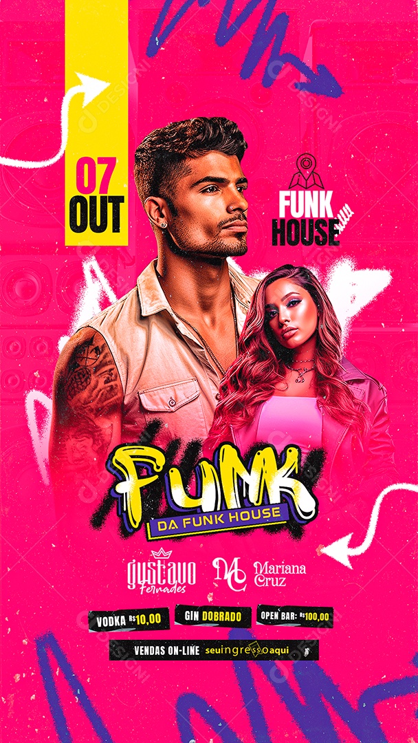 Story Flyer Funk da Funk House Gustavo Fernades Mariana Cruz Social Media PSD Editável
