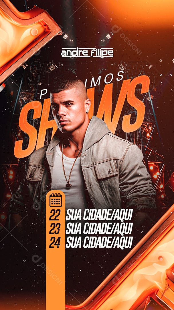 Story Flyer Próximos Shows Andre Filipe Social Media PSD Editável