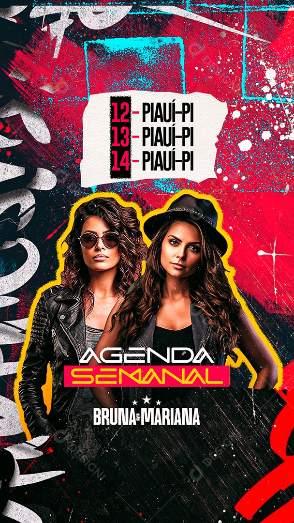 Story Flyer Agenda Semanal Bruna & Mariana Social Media PSD Editável