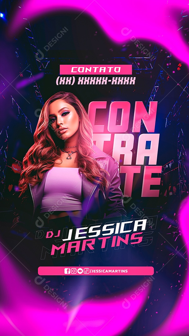 Story Flyer DJ Jessica Martins Contrate Social Media PSD Editável