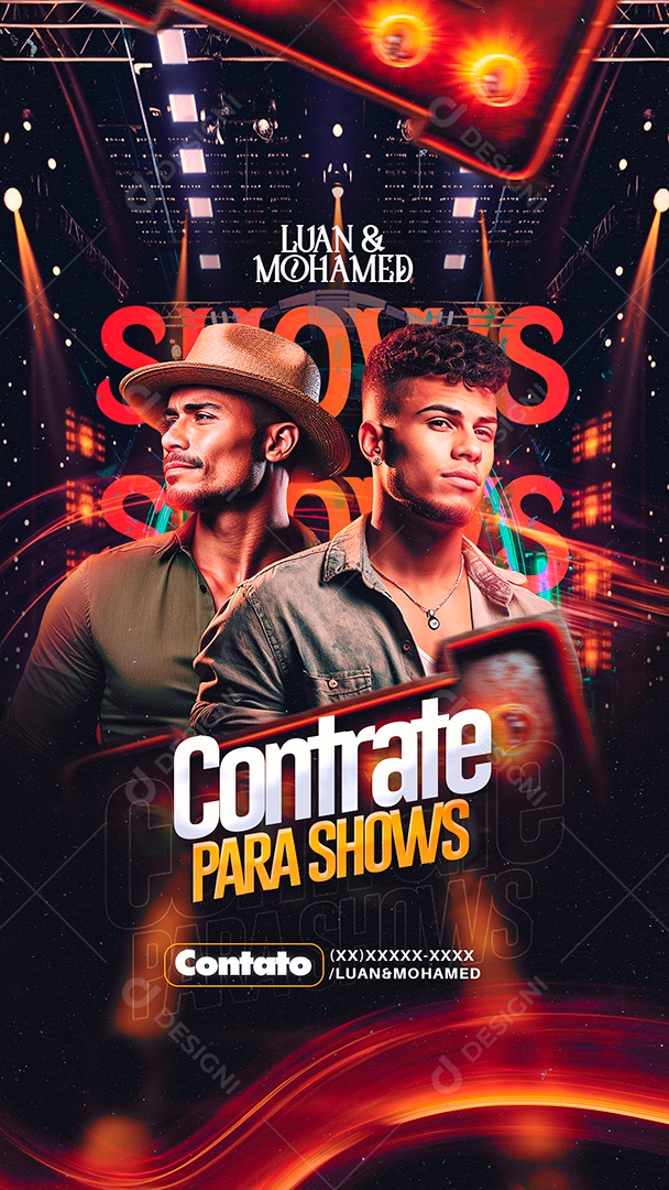 Story Flyer Luan & Mohamed Shows Contrate para Shows Social Media PSD Editável