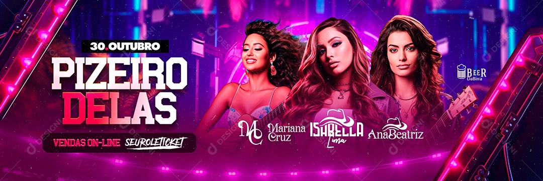 Carrossel Flyer Pizeiro Delas Mariana Cruz Isabella Lima Ana Beatriz Social Media PSD Editável