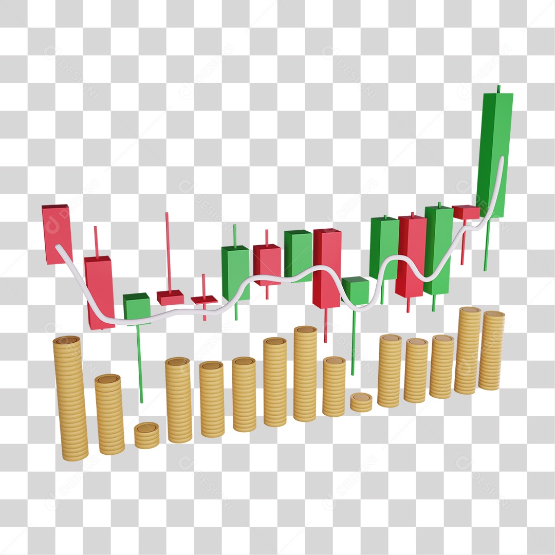 Gráfico de Lucro e Ícone de Pilha de Moedas PNG Transparente
