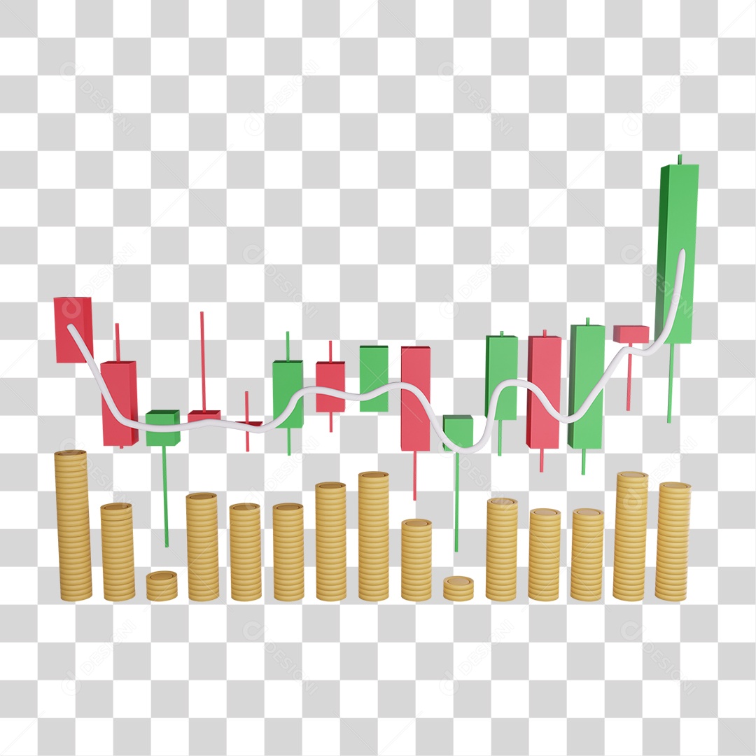 Gráfico de Lucro e Ícone de Pilha de Moedas PNG Transparente
