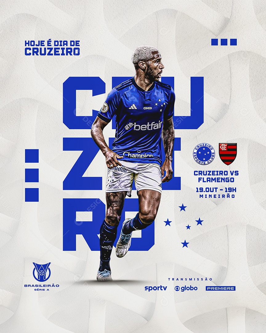 Social Media Flyer Futebol Hoje é Dia De Cruzeiro PSD Editável