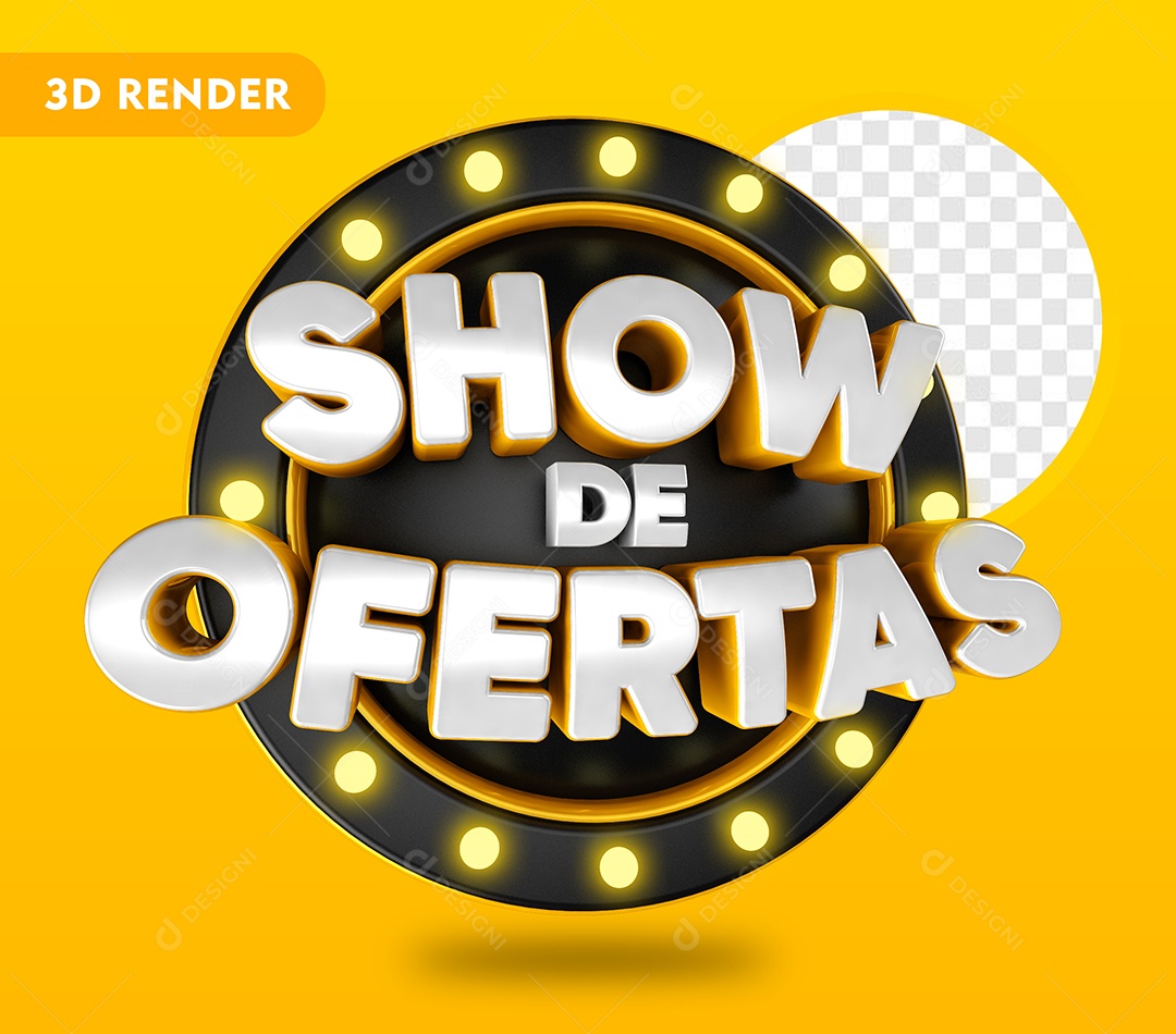 Show de Ofertas Selo 3D Branco ePreto para Composição PSD