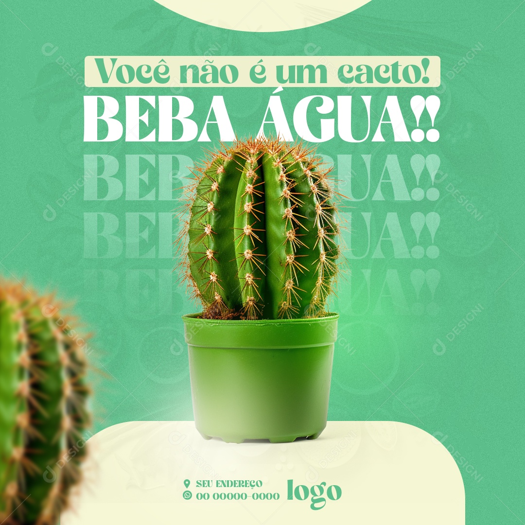 Social Media Você Não é um Cacto Beba Água PSD Editável