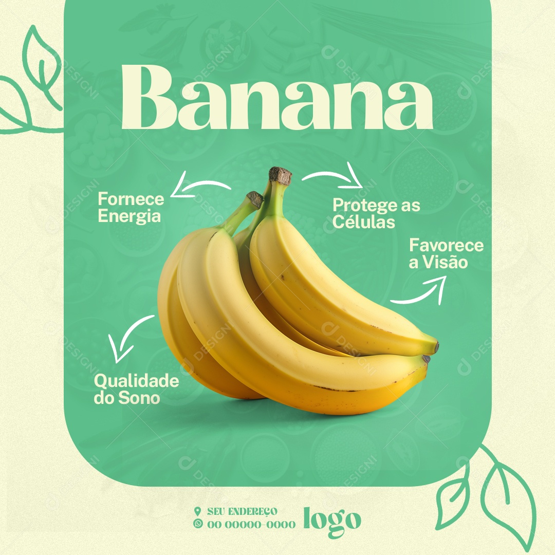Banana Nutrição Social Media PSD Editável